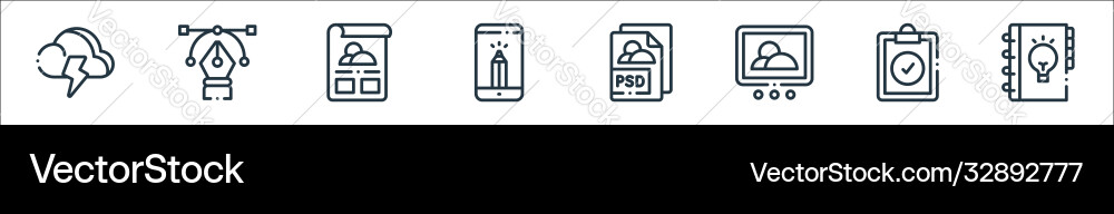 Design thinking line icons linear set quality Design thinking line icons linear set quality vector image
