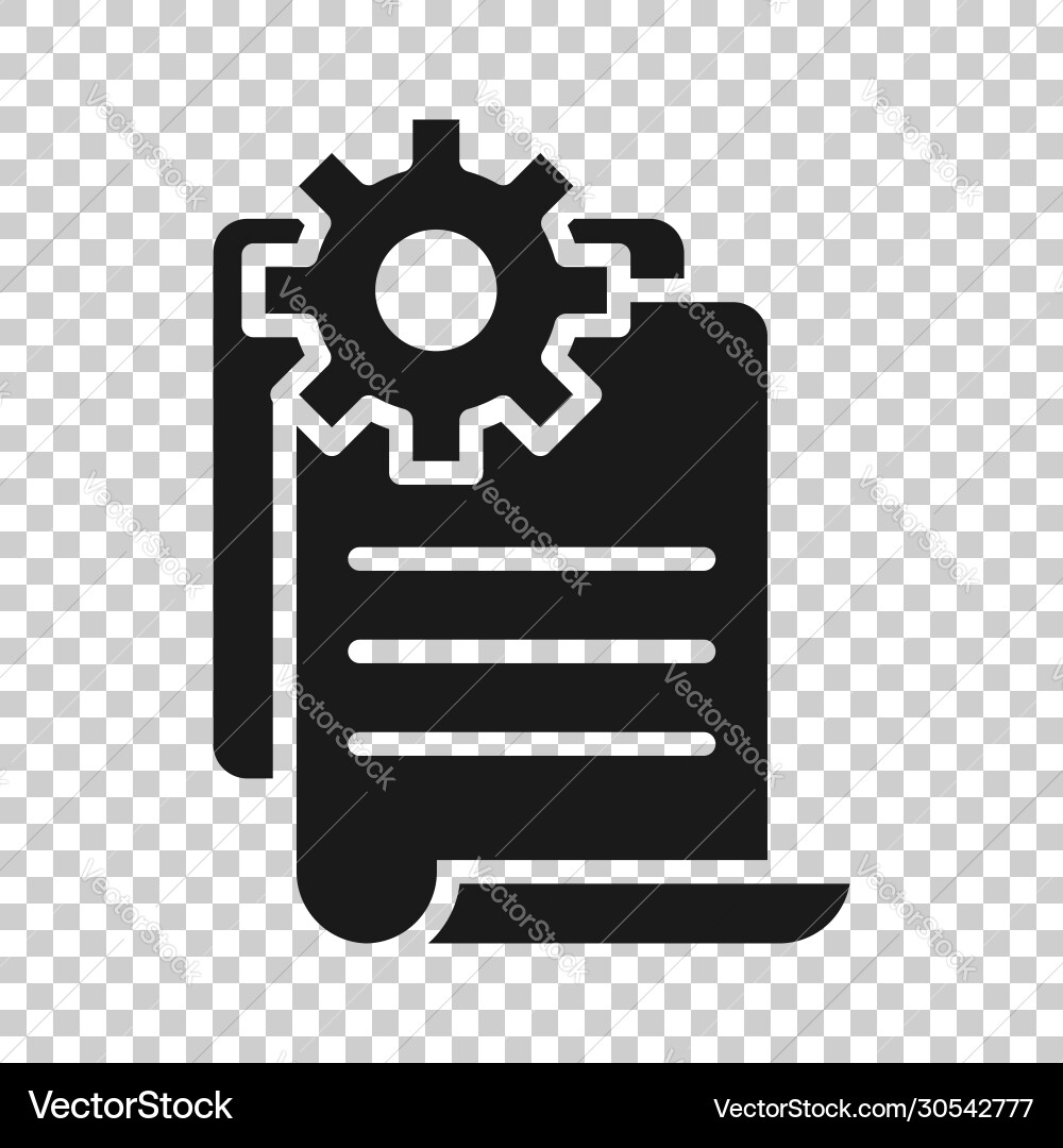 Document with gear icon in flat style big data Vector Image