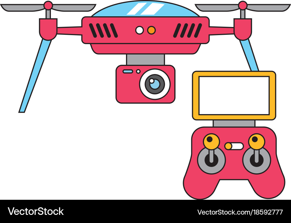 Drone with remote control device technologies Vector Image