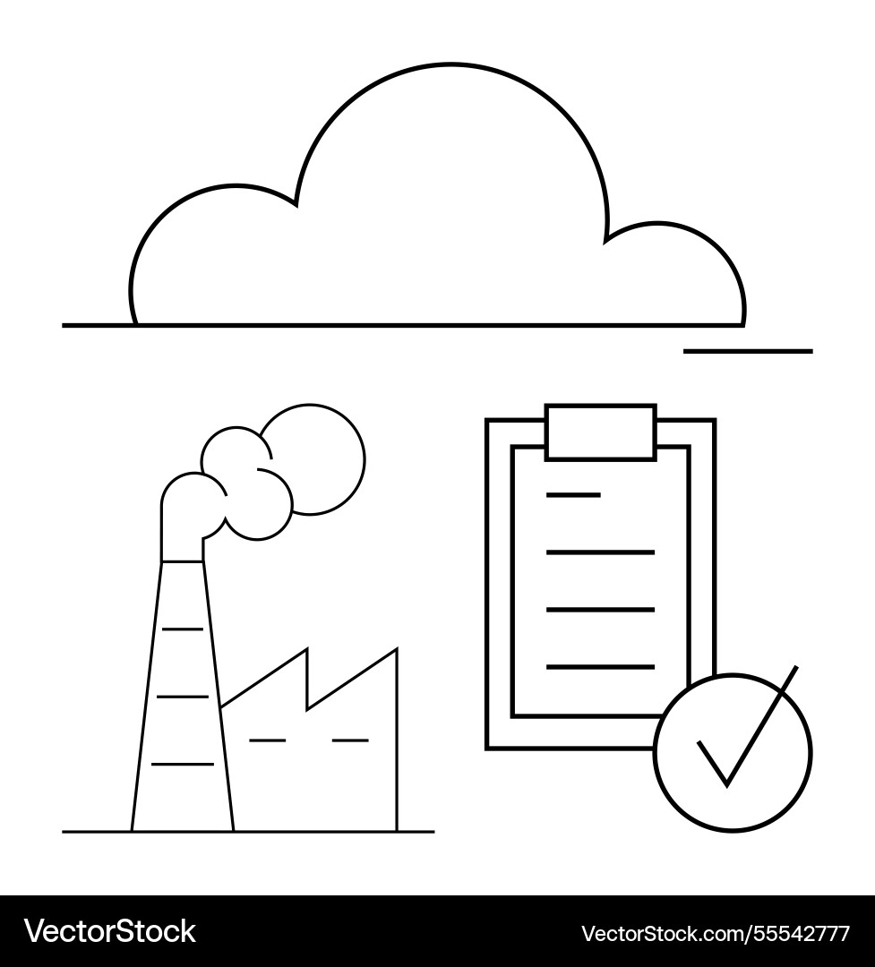 Factory emissions cloud computing and checklist Factory emissions cloud computing and checklist vector image