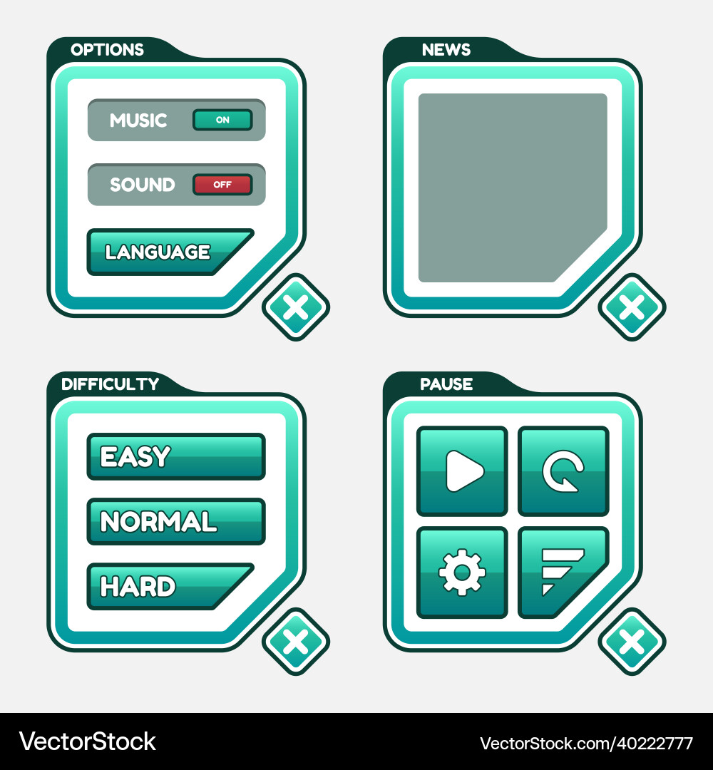 Game template gui kit interface level selection Game template gui kit interface level selection Vector Image