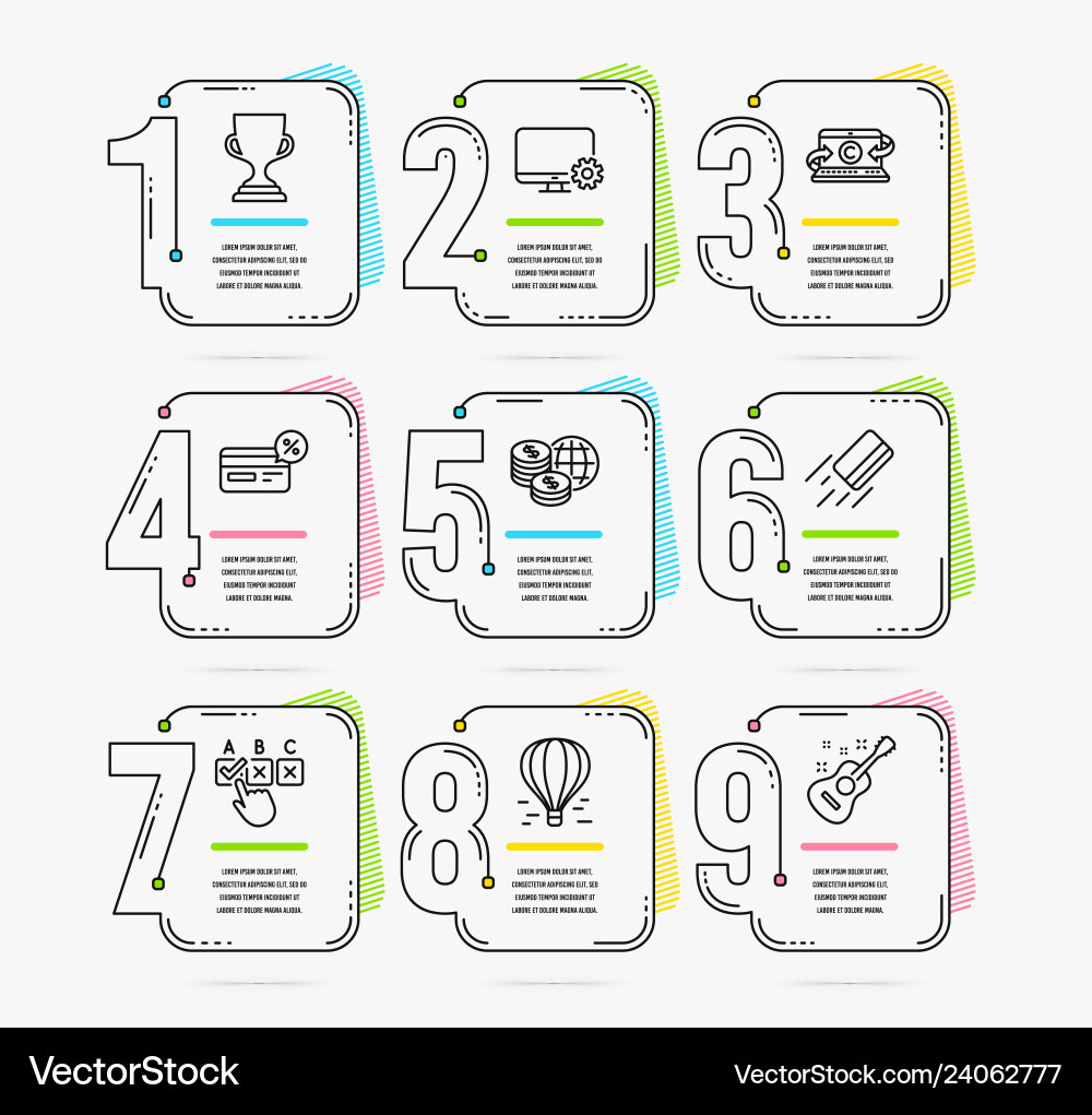 Infographic template with numbers 9 options set Infographic template with numbers 9 options set vector image
