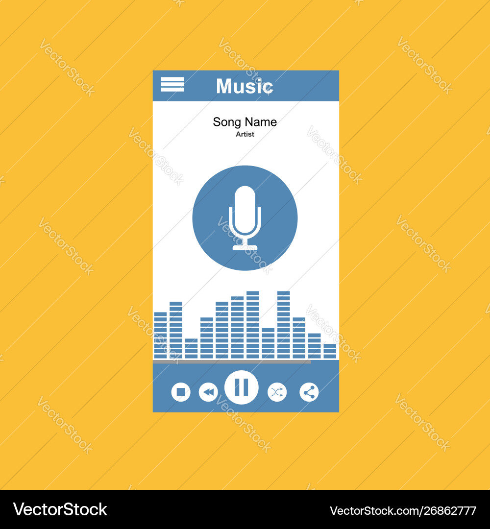 Media player application app template with flat Media player application app template with flat Vector Image