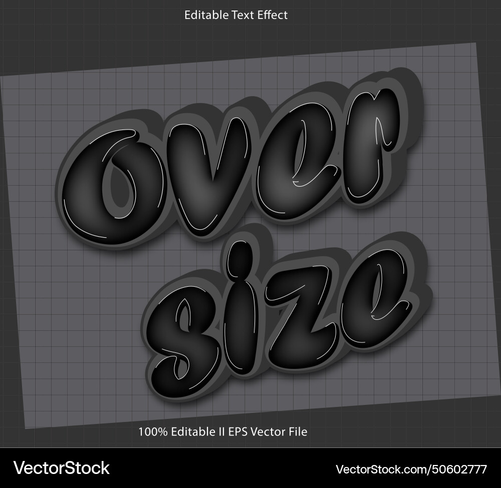 Over size editable text effect 3d emboss gradient Vector Image