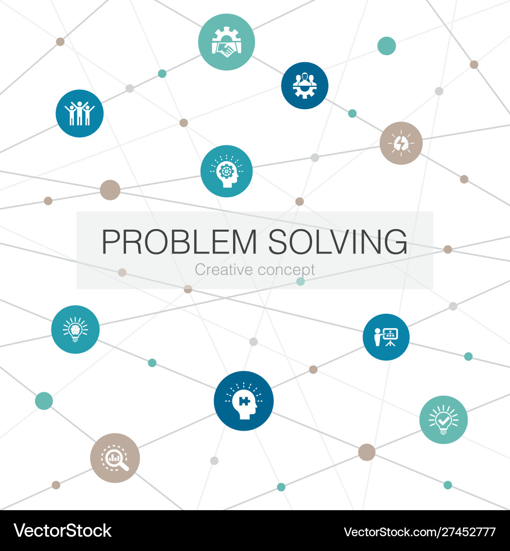 Problem solving trendy web template with simple Problem solving trendy web template with simple Vector Image