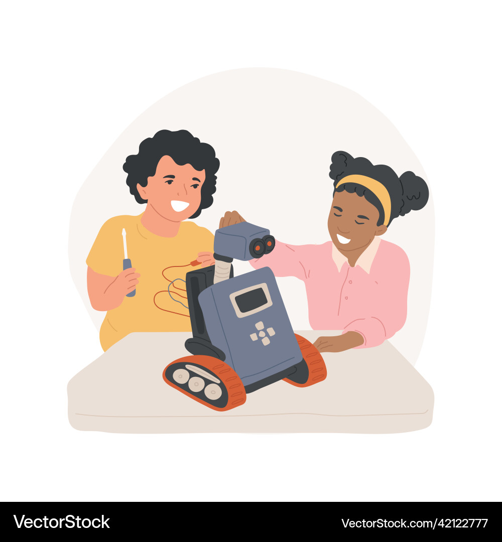 Robotics class isolated cartoon Robotics class isolated cartoon vector image