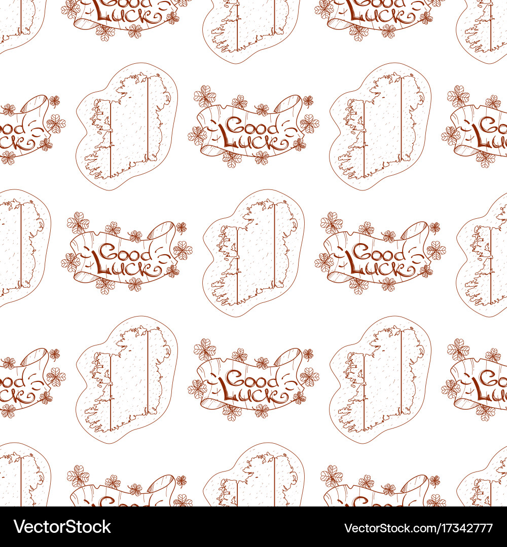 Seamless pattern with contour map and ireland vector image