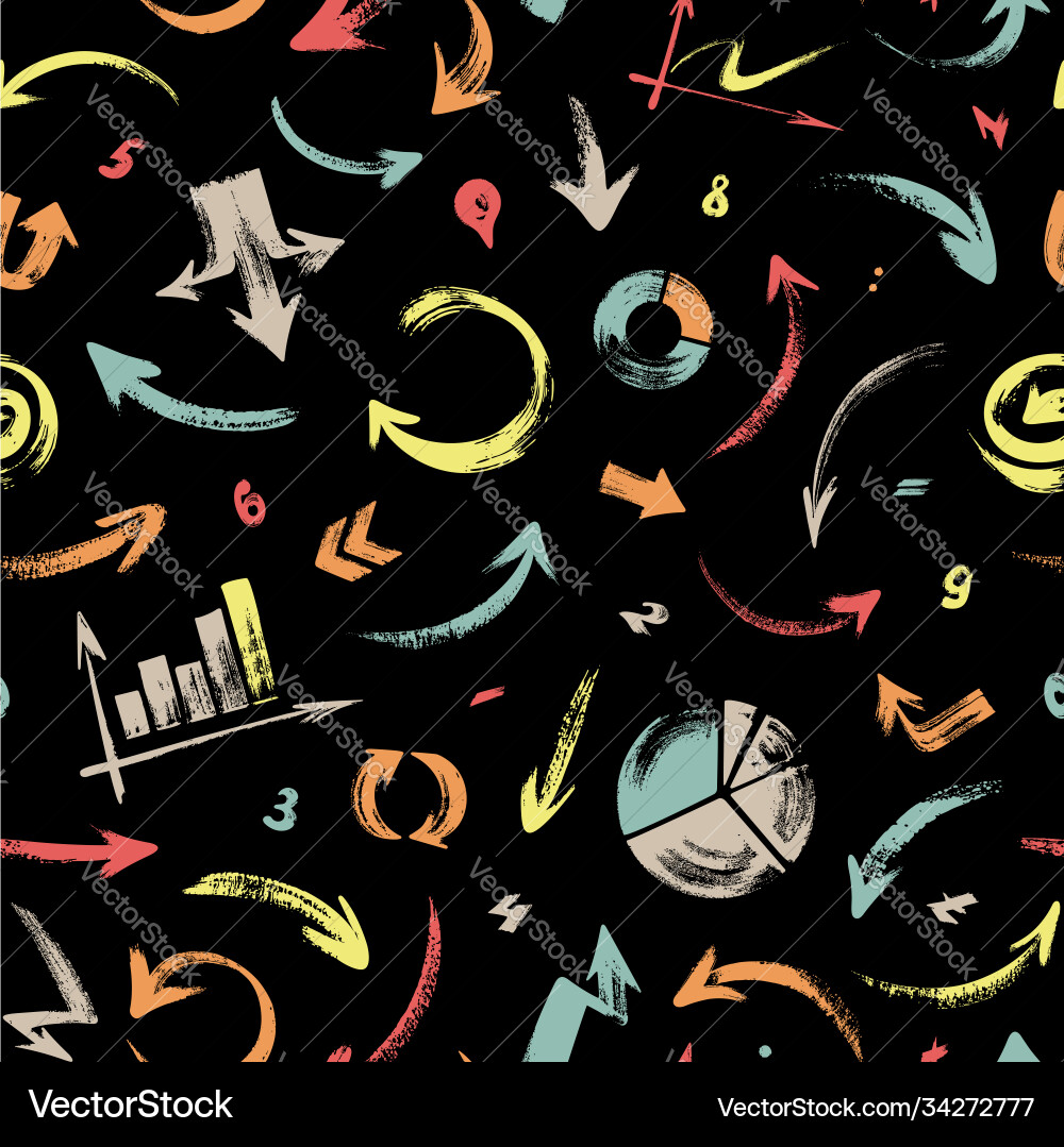 Seamless pattern with hand-drawn graphics elements Vector Image