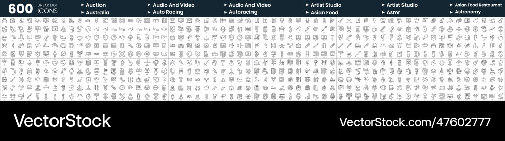 Set of 600 thin line icons in this bundle include vector image