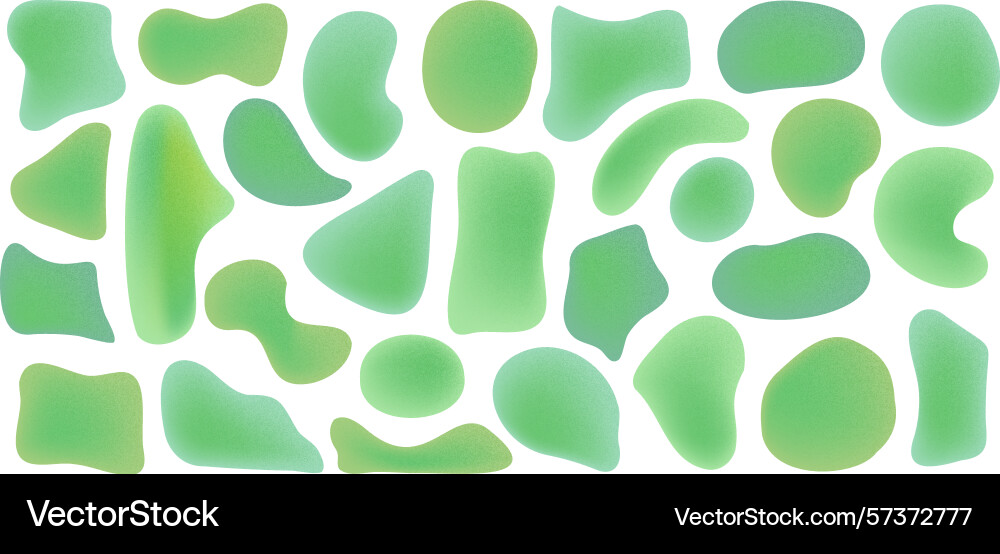 Set of organic irregular mesh green gradient blob Set of organic irregular mesh green gradient blob vector image