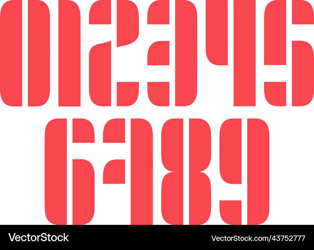 Set of ten numbers form zero to nine number Set of ten numbers form zero to nine number vector image