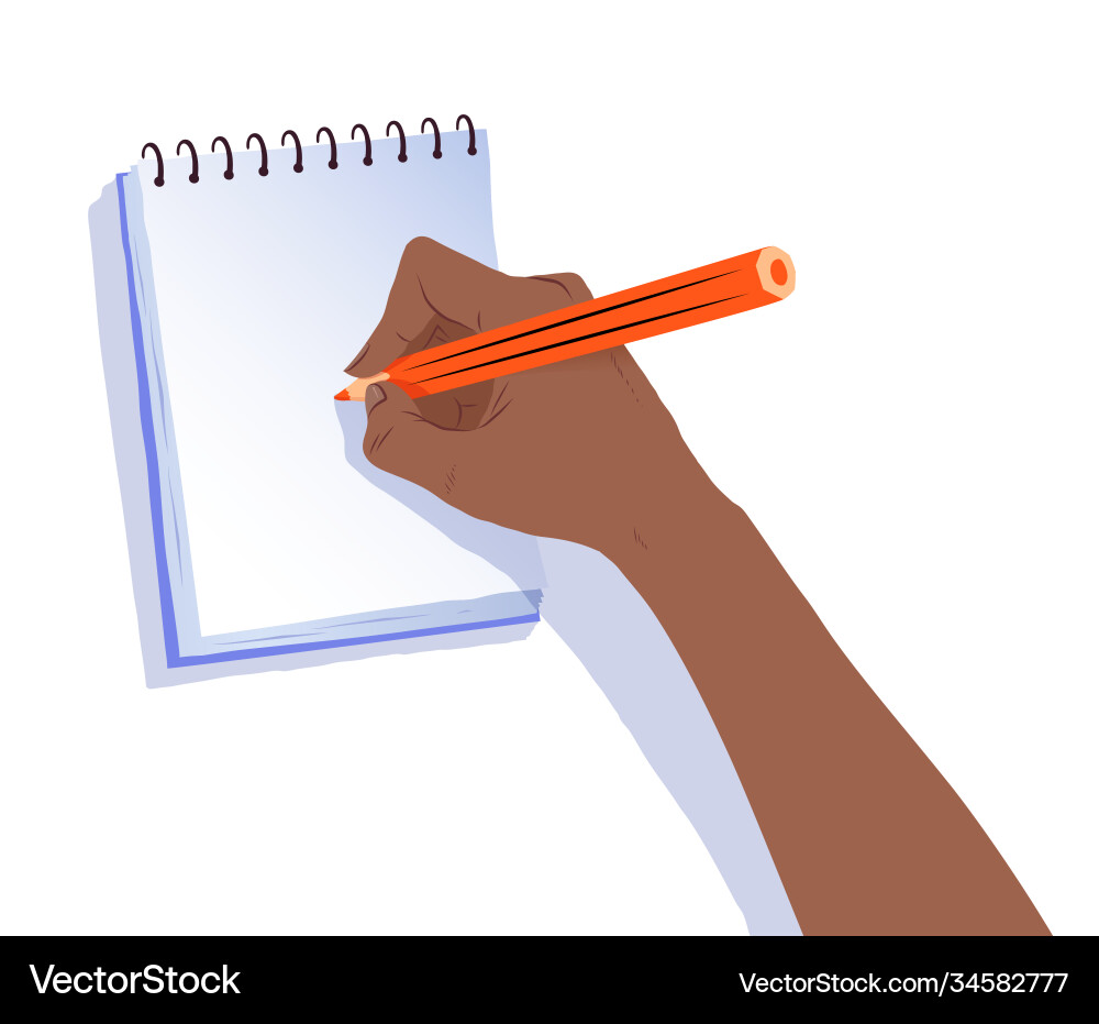 Top view hand writing in notebook Top view hand writing in notebook vector image