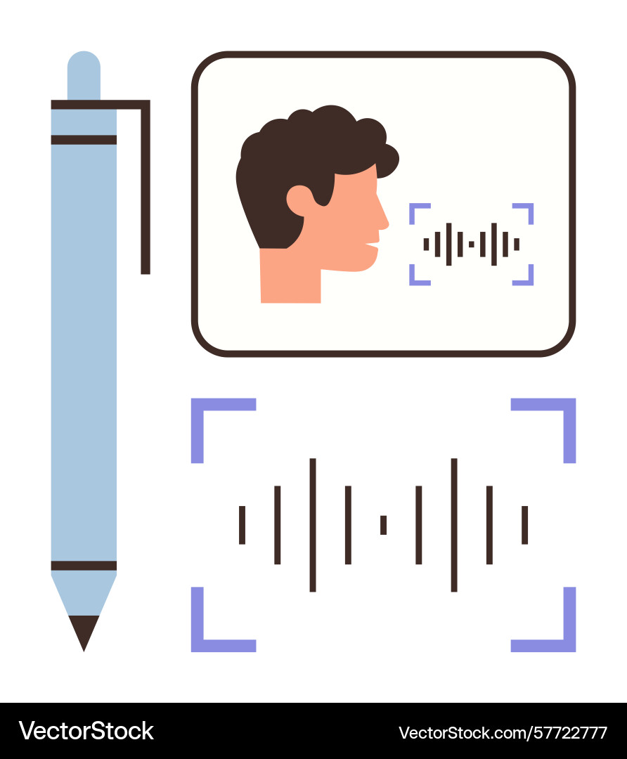 Voice recognition with sound waves and user Voice recognition with sound waves and user Vector Image