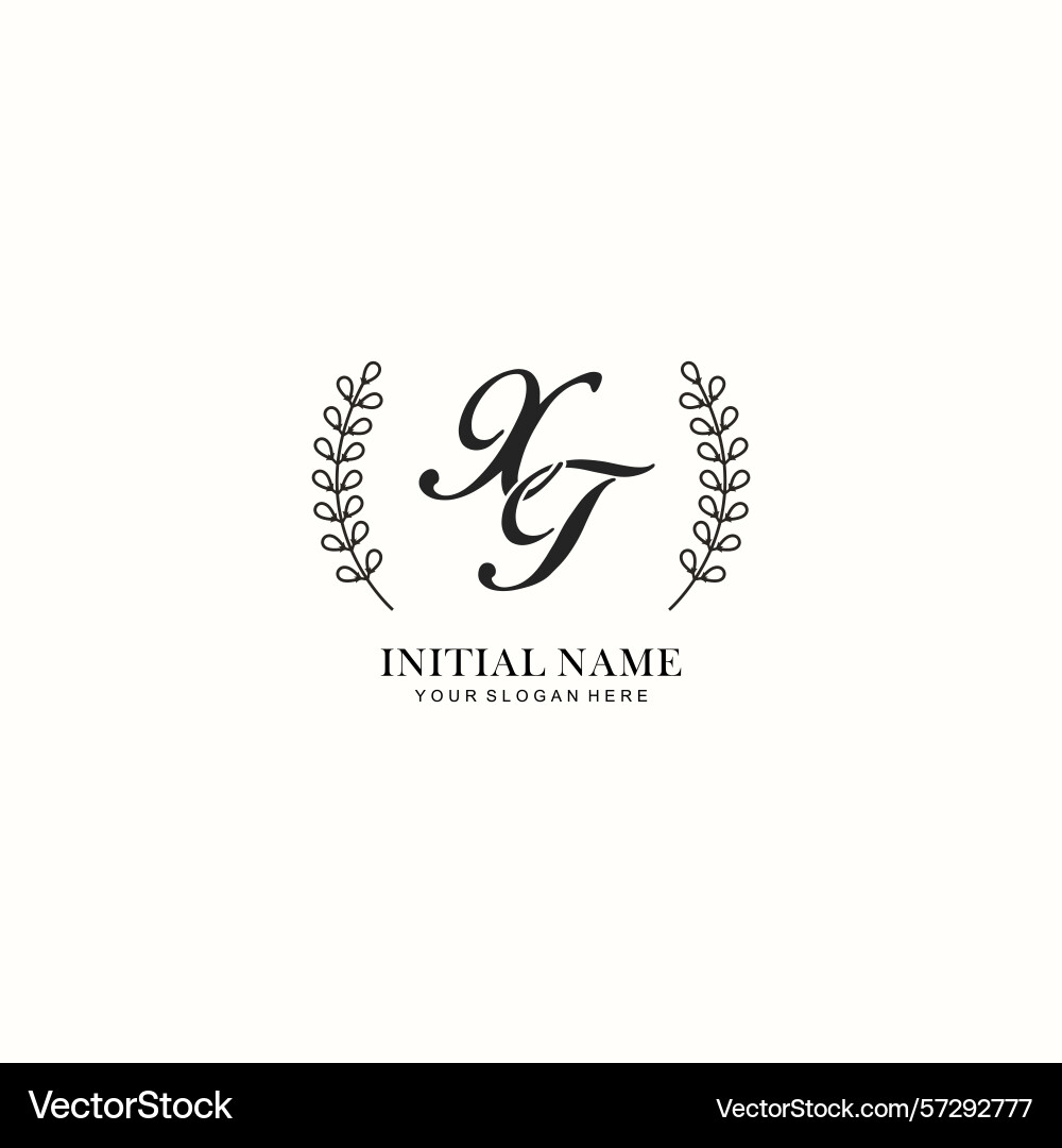 Xt initial logo templates with botanical elements Vector Image