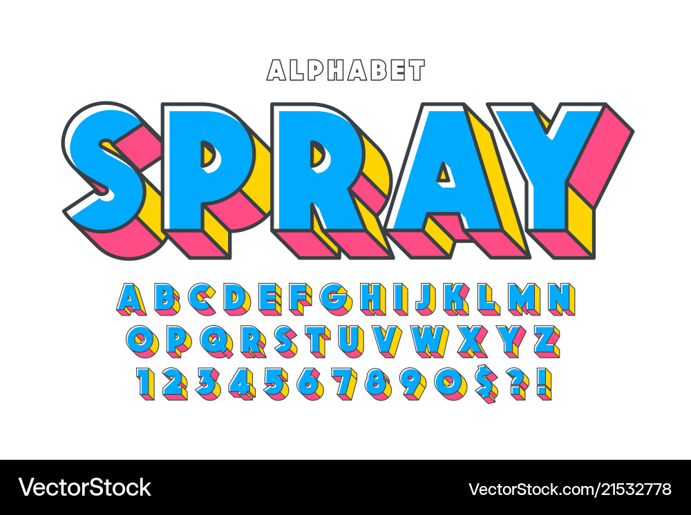 3D Display Font Alphabet Set vector image