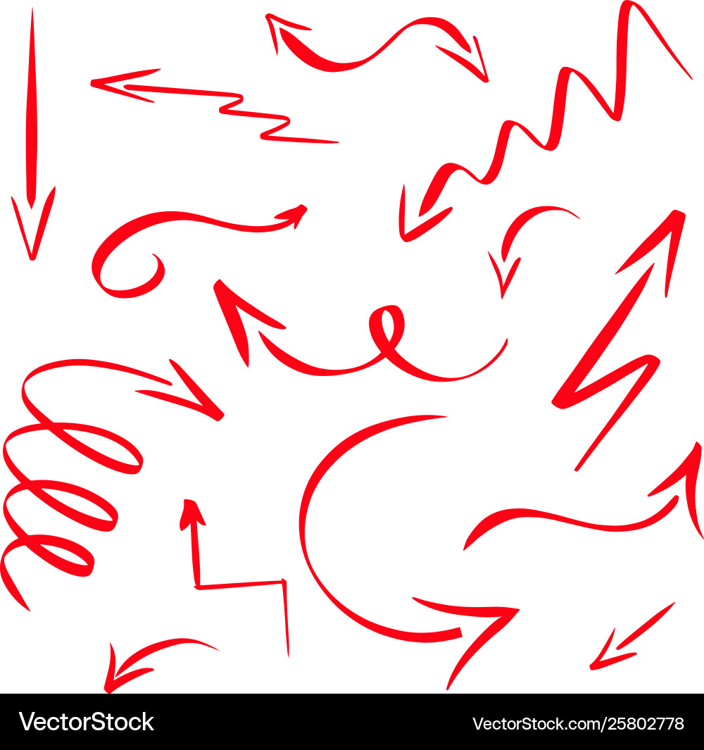 Cursor icon elements web in red lines arrow set vector image