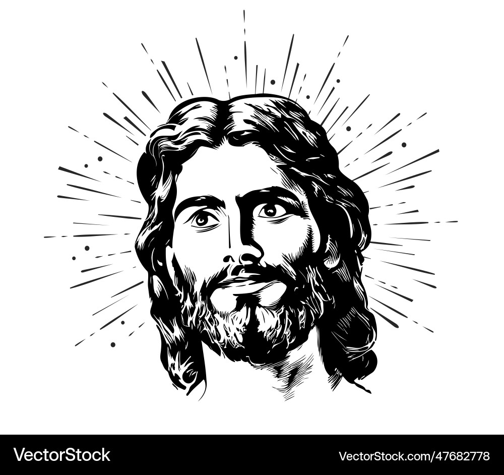Face of jesus smiling abstract sketch hand drawn Face of jesus smiling abstract sketch hand drawn vector image