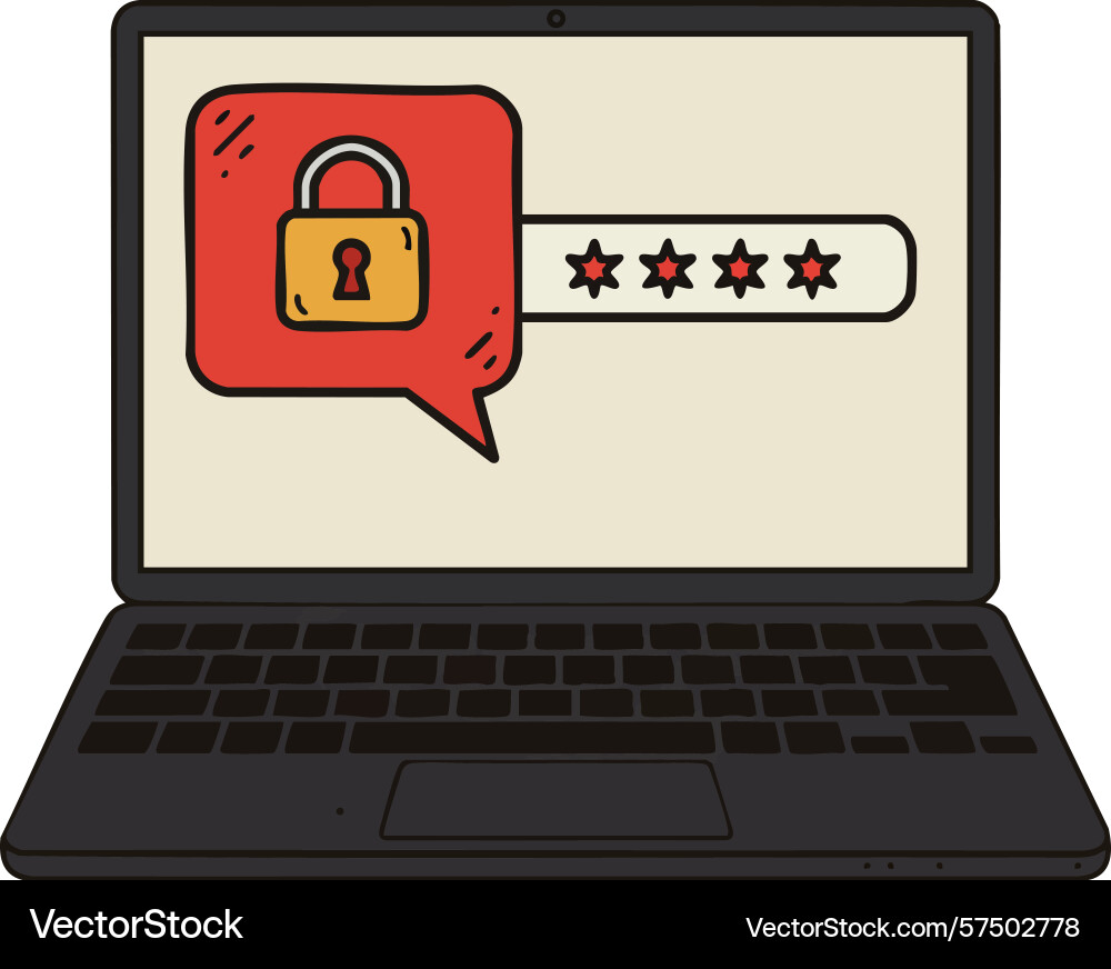 Laptop computer screen showing password Laptop computer screen showing password vector image