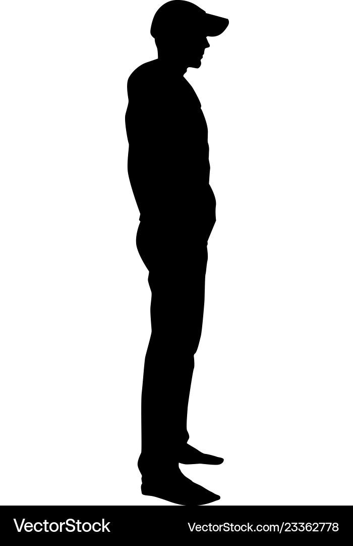 Man standing in cap view with side icon black vector image