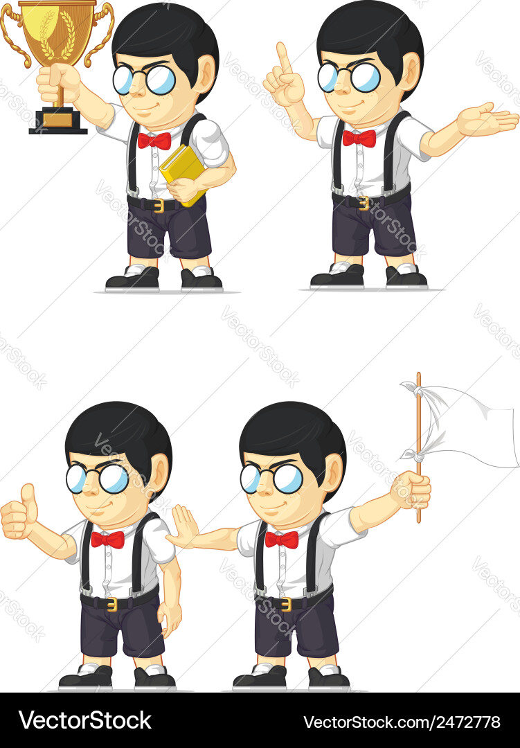 Nerd boy customizable mascot 4 vector image