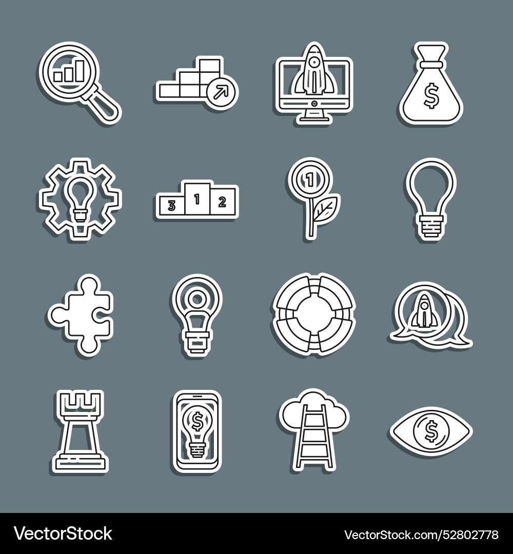 Set line eye with dollar startup project concept Set line eye with dollar startup project concept vector image