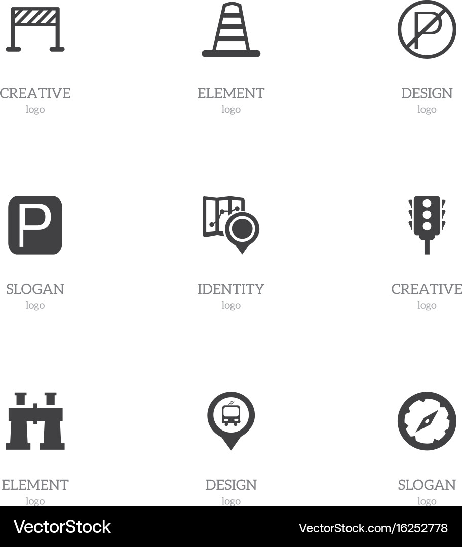 Set of 9 editable map icons includes symbols vector image