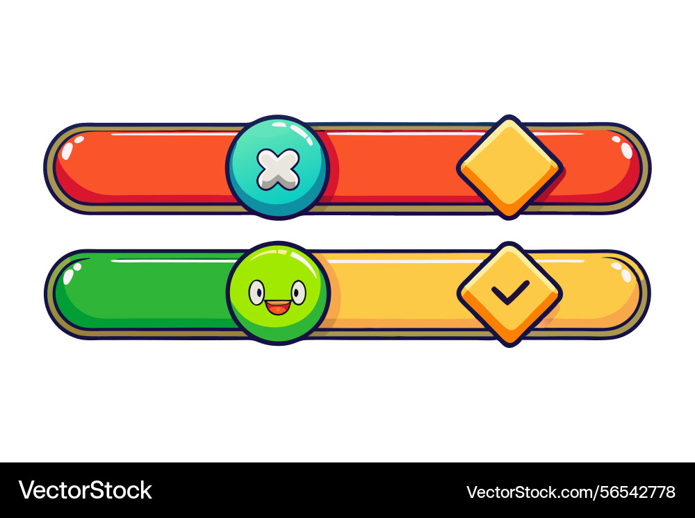 Set of bright navigation buttons with fun vector image