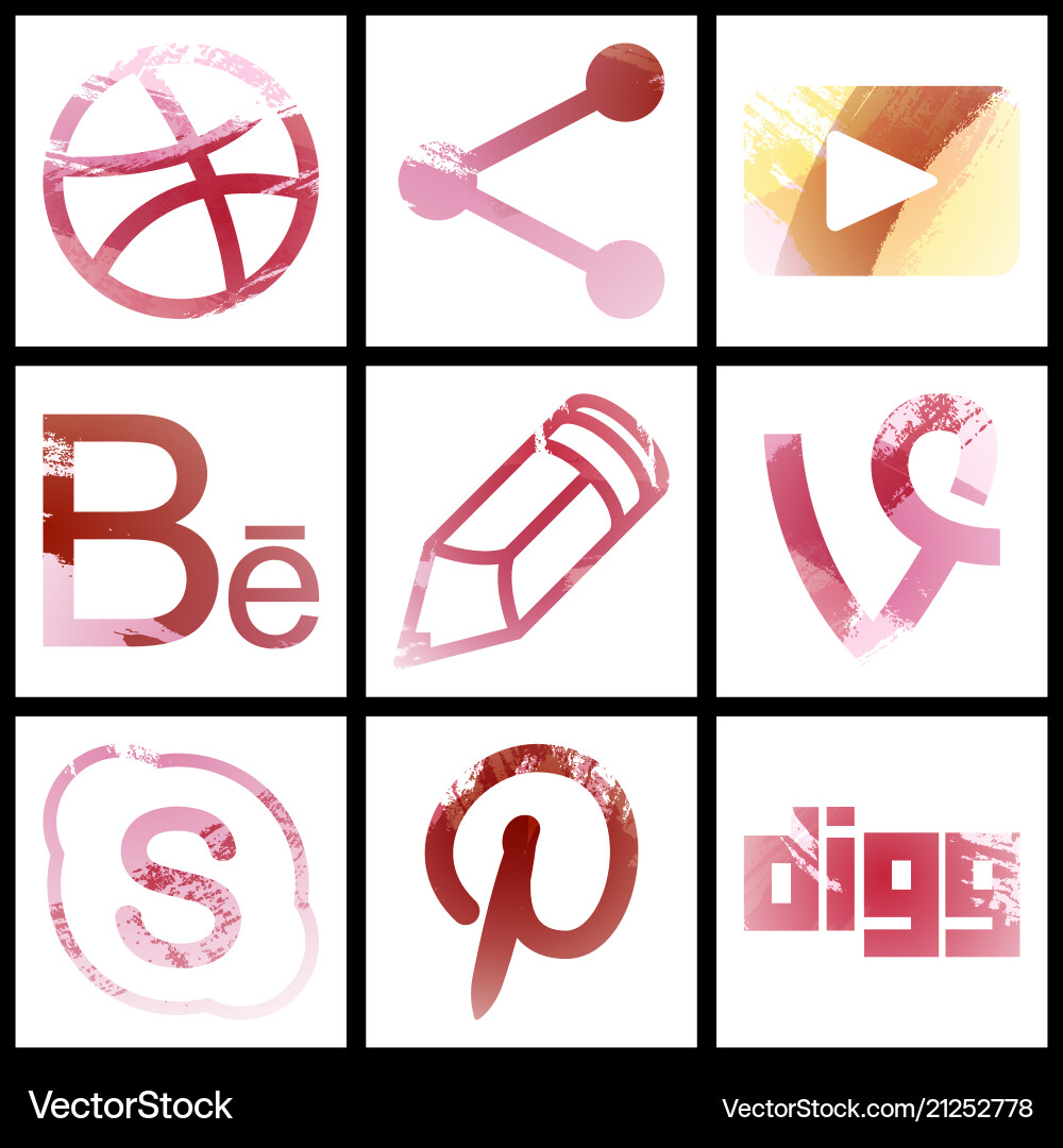 Set of social networking icons web design flat Set of social networking icons web design flat Vector Image