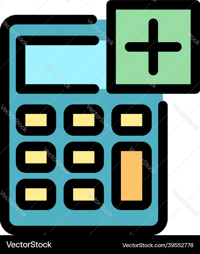 Sum calculator icon color outline Sum calculator icon color outline vector image