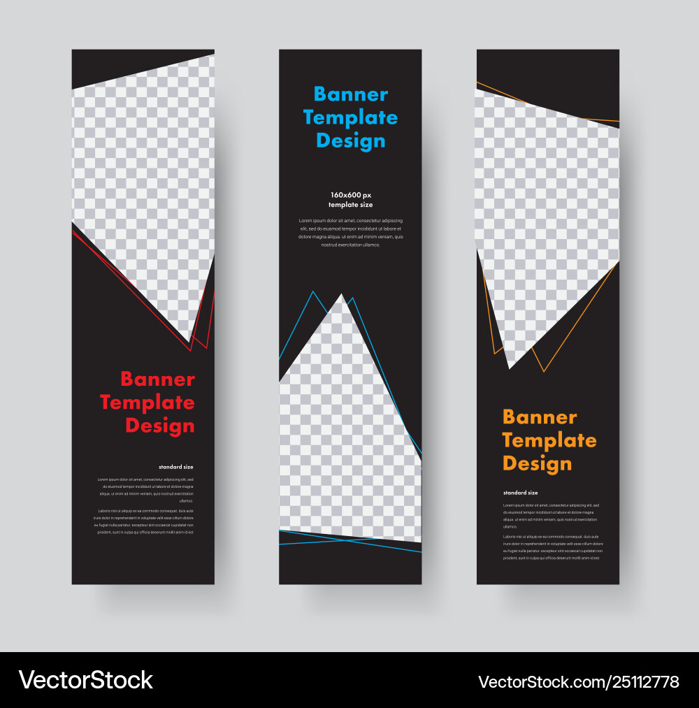Vertical web banners design with triangular vector image
