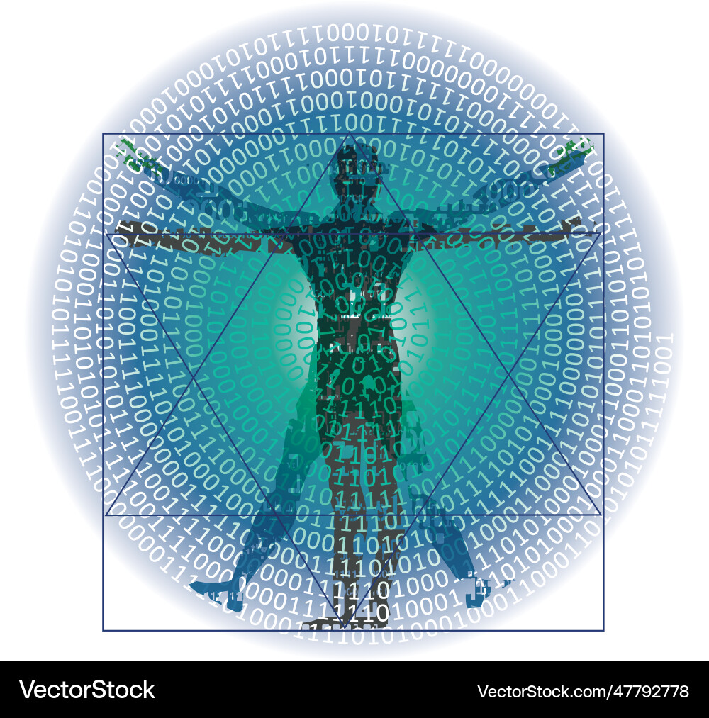 Vitruvian Man - Binary Code vector image