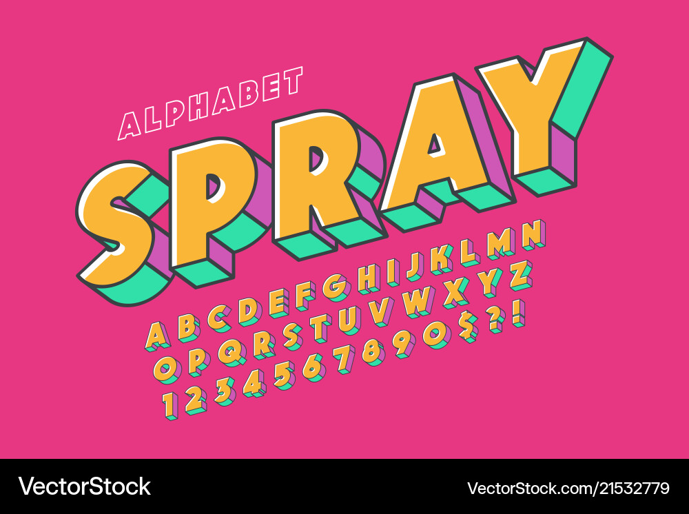 3D Alphabet Letter Display Font vector image