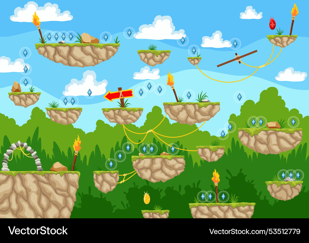 Design for a fantasy platformer game level Design for a fantasy platformer game level vector image