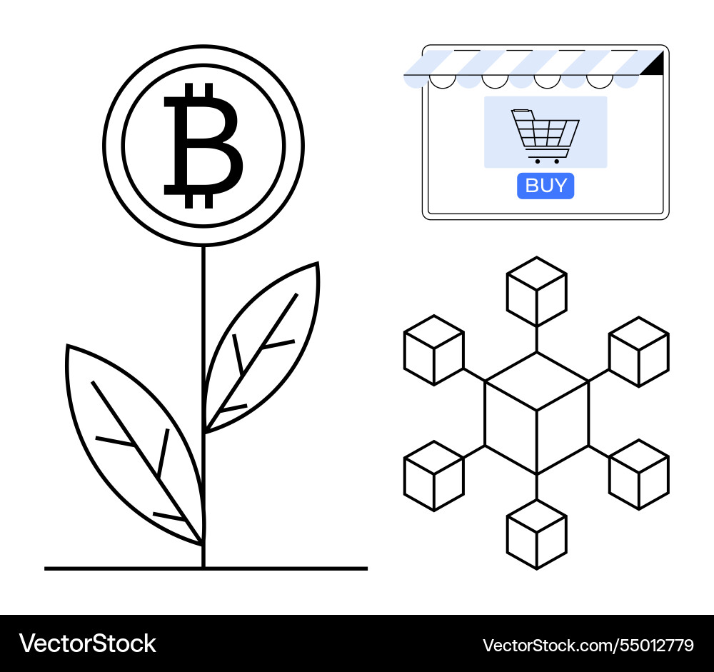 E-commerce and blockchain integration for business Vector Image
