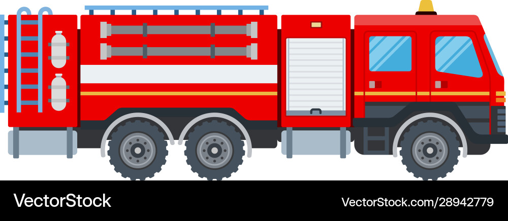 Fire engine flat design isolated object on white Fire engine flat design isolated object on white vector image