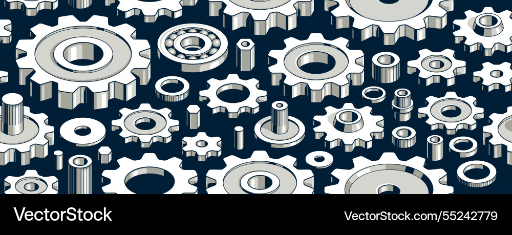 Gears and cogs seamless background mechanical Gears and cogs seamless background mechanical vector image