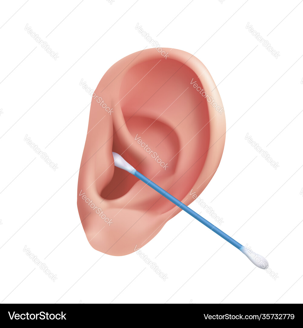 Hygiene ear canal with a cotton swab Hygiene ear canal with a cotton swab vector image