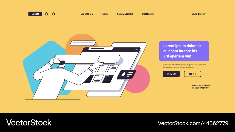 Man developer creating website ui interface web Man developer creating website ui interface web vector image