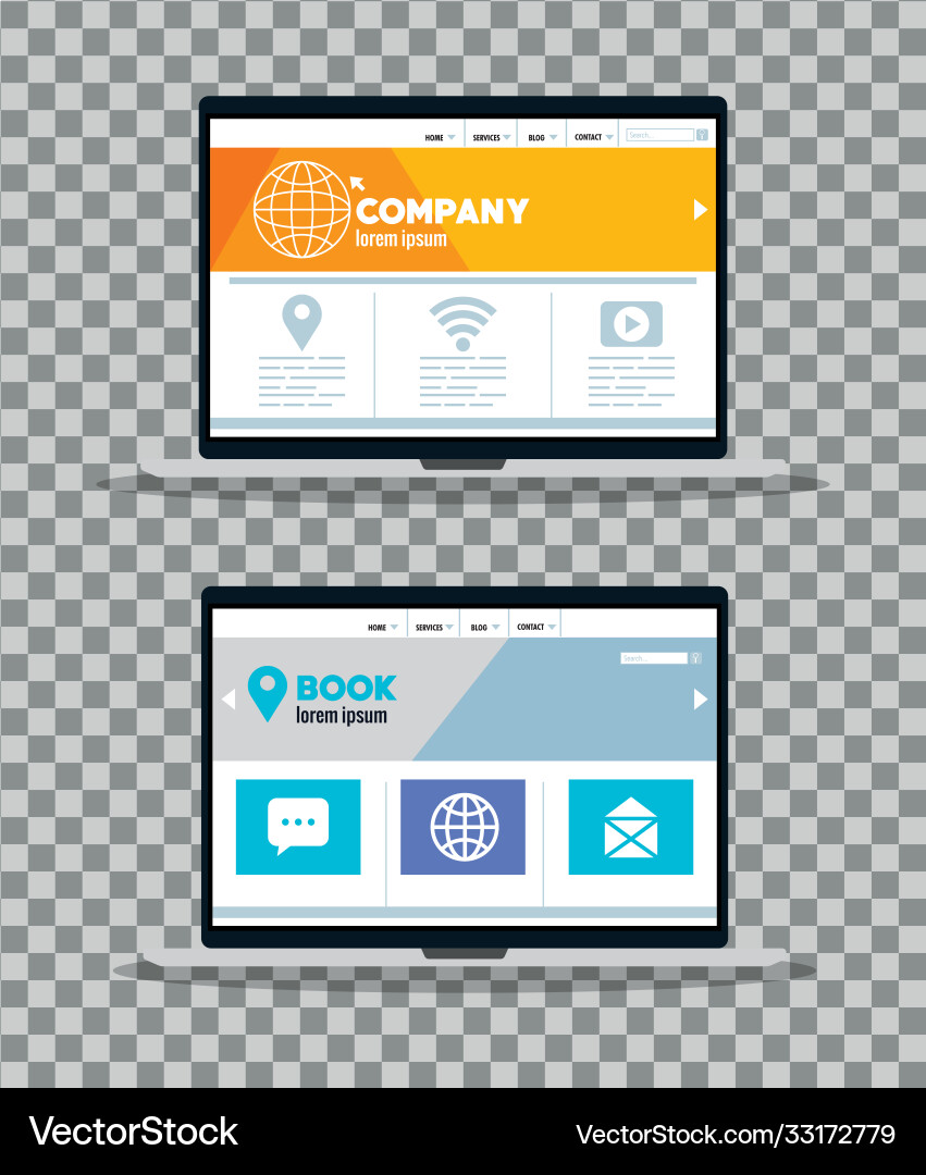 Mockup responsive web concept website development Mockup responsive web concept website development vector image