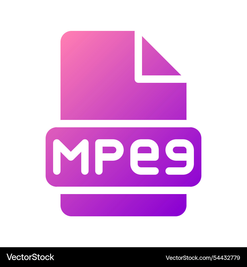Mpeg video file icon with unique colored gradient Mpeg video file icon with unique colored gradient vector image