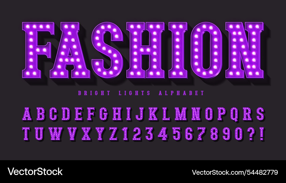 Retro cinema alphabet design cabaret warm lamps Retro cinema alphabet design cabaret warm lamps vector image