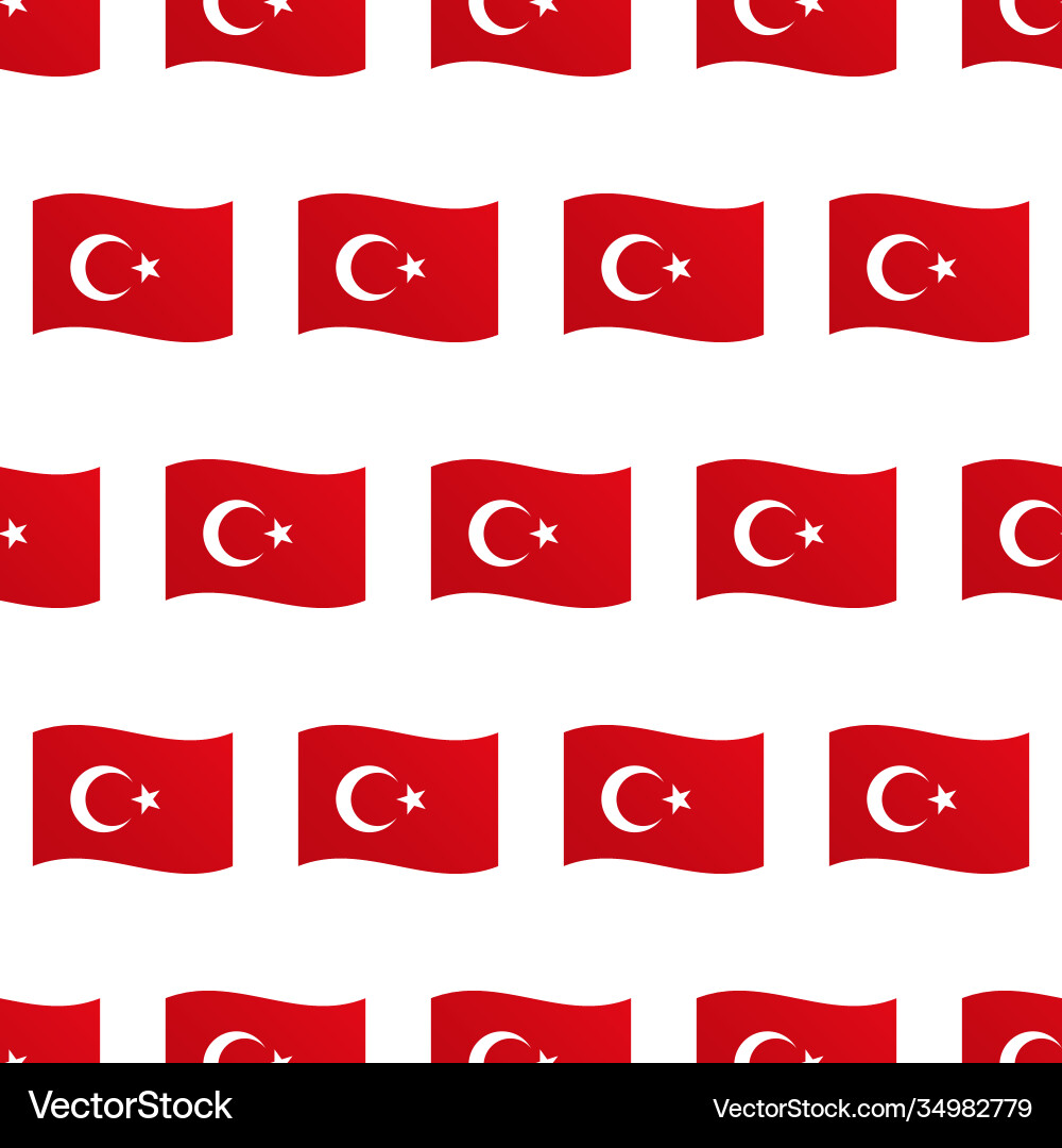 Seamless pattern with wavy flags turkey Vector Image