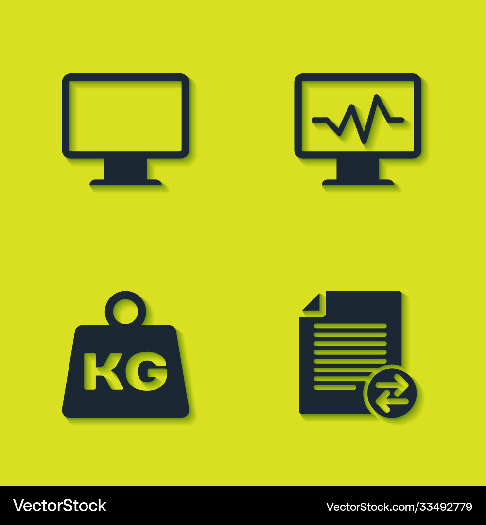 Set computer monitor screen transfer files vector image