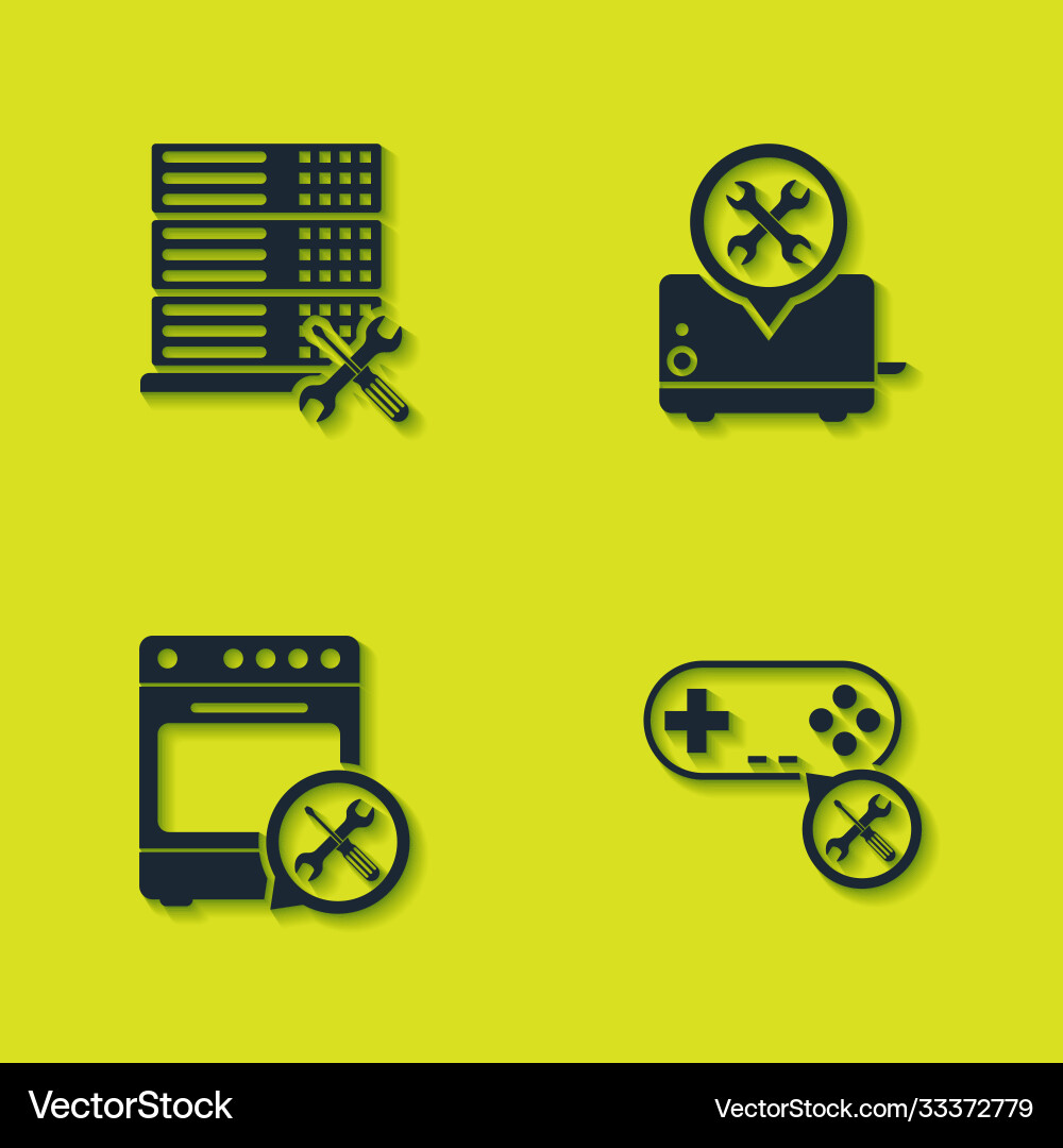 Set database server service gamepad oven Set database server service gamepad oven vector image
