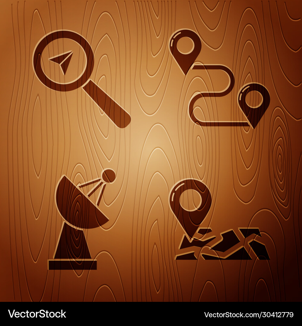 Set folded map with location marker search Set folded map with location marker search vector image