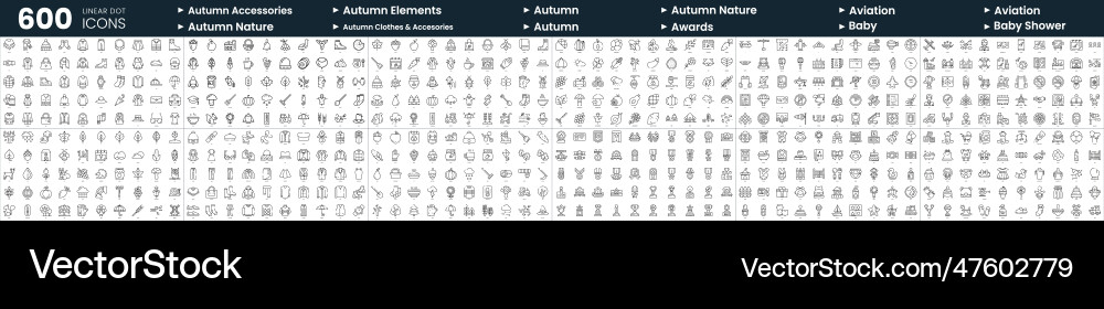Set of 600 thin line icons in this bundle include vector image