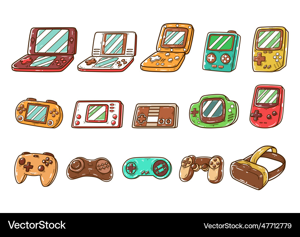 Set of game console collection Set of game console collection vector image