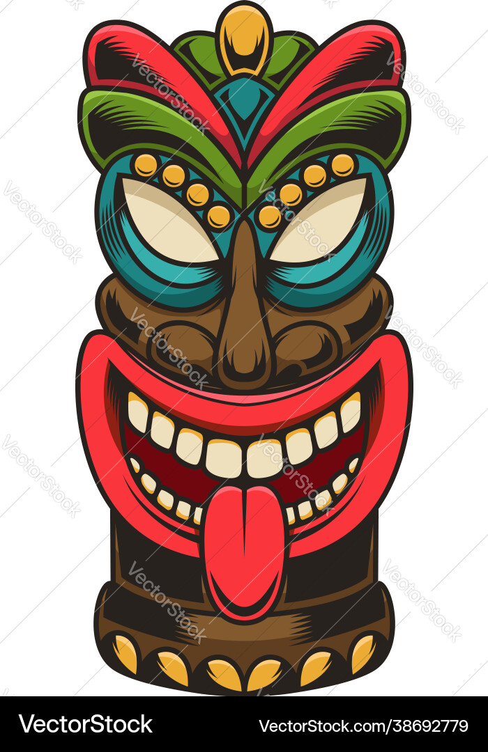 Tiki idol design element for logo label sign vector image