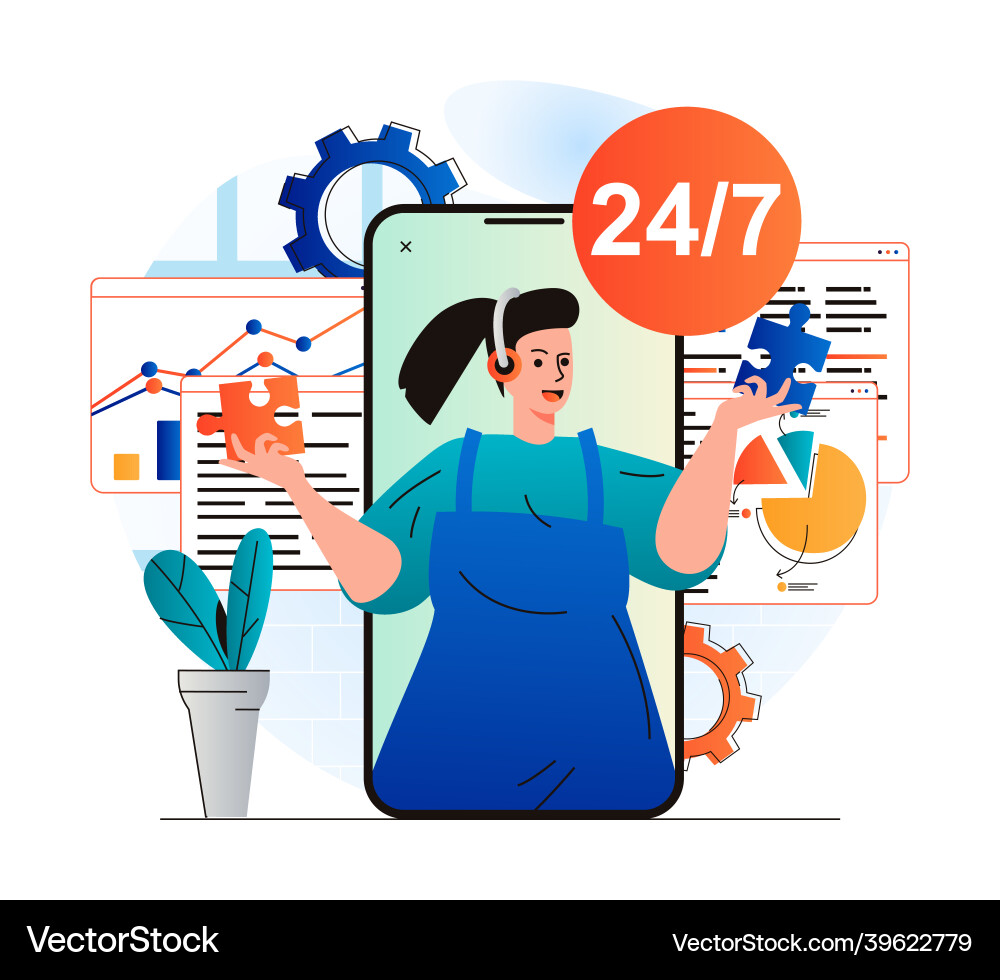 Virtual assistant concept in modern flat design Vector Image Circuit Diagram