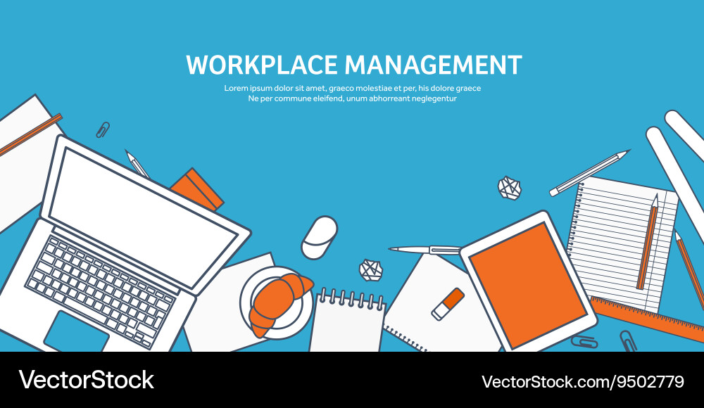 Workplace with table and computer vector image